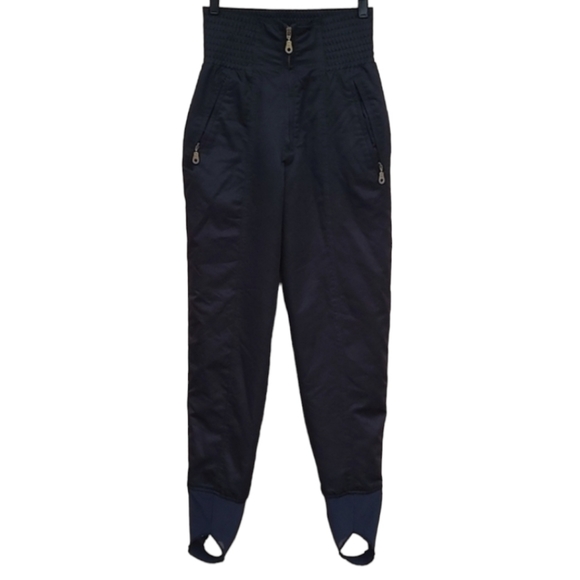 VINTAGE 80's METROPOLIS COULOIR Black High Waisted Stirrup Ski Pants S 4 Aviator - Picture 4 of 16
